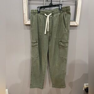 Olive Green Cargo Drawstring Pants Gap Easy Jean
